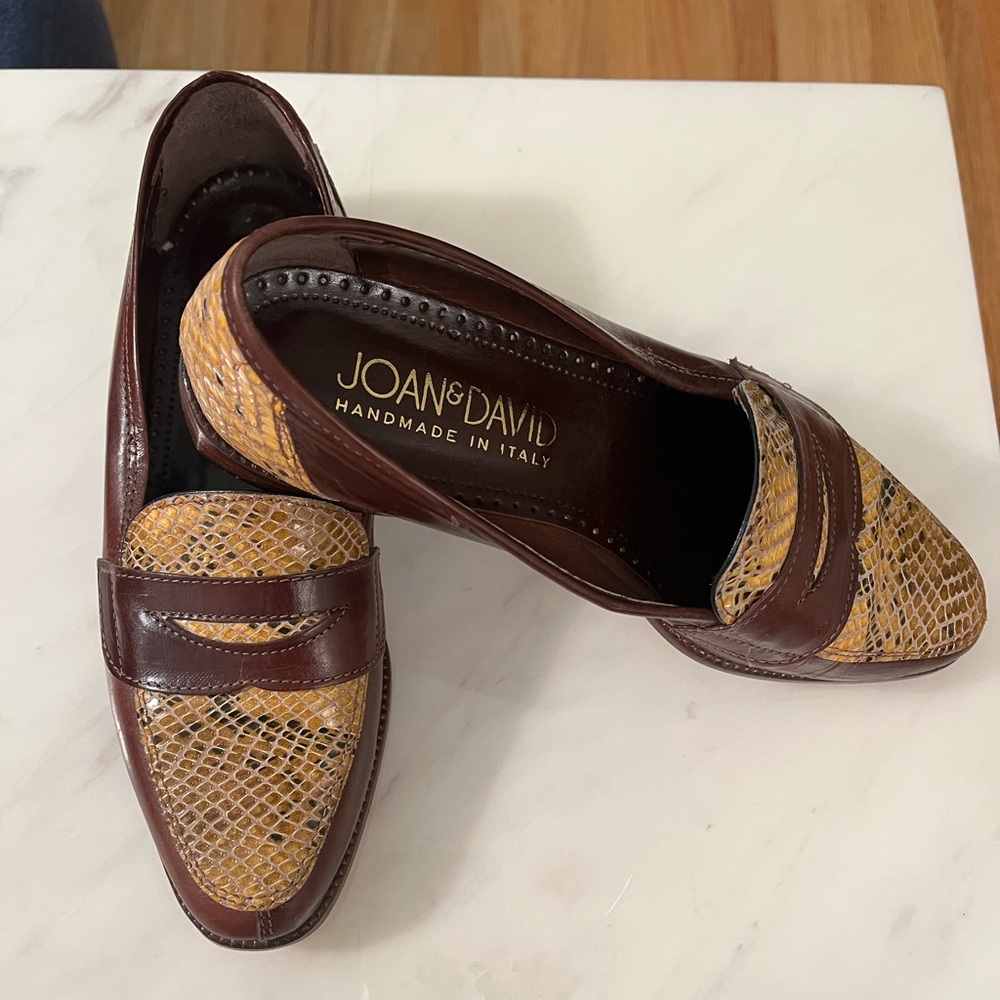 Joan & David Italian Women’s Brown and Tan Slip-On Loafers